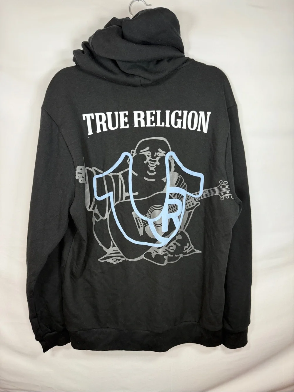 True Religion Mens Hoodie XL Black Zip Up Buddha Full Zip Sweatshirt NWT Jacket